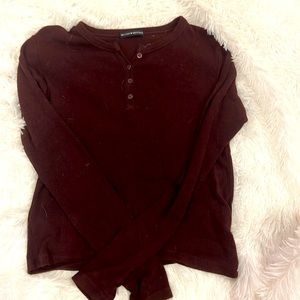 Brandy Melville maroon longsleeve; half button down and so soft!!